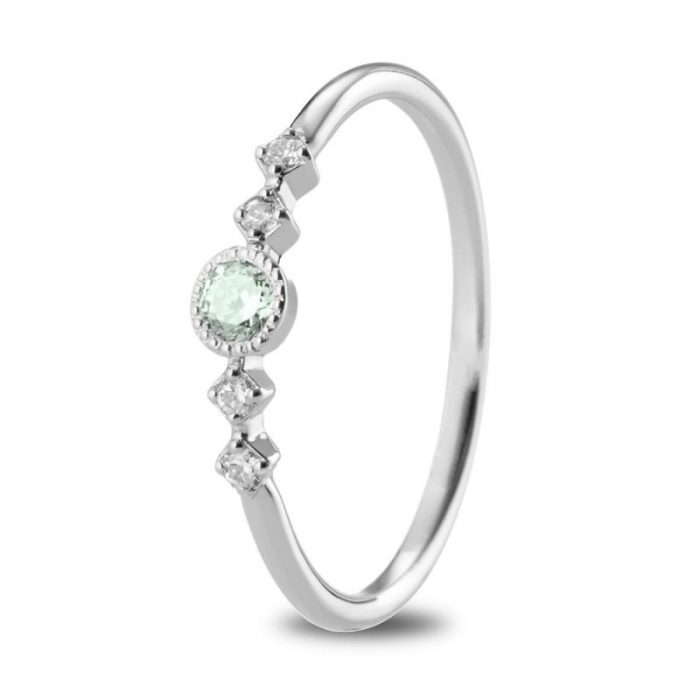 Aura Oro blanco 18k zafiro verde y diamantes