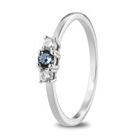 Anillo Meraki Oro blanco <br> zafiro azul diamantes <br><br>Desde 590€