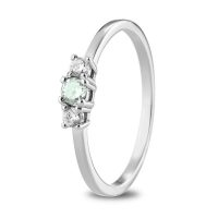 Anillo Meraki Oro blanco <br> zafiro verde diamantes <br><br>Desde 590€